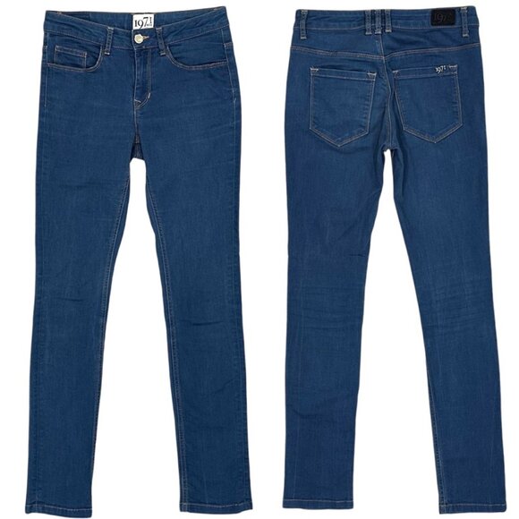 Reiss 1971 Ross Low-Rise Lightweight Stretch Skinny Jeans in Medium Blue Size 2 - Picture 1 of 14